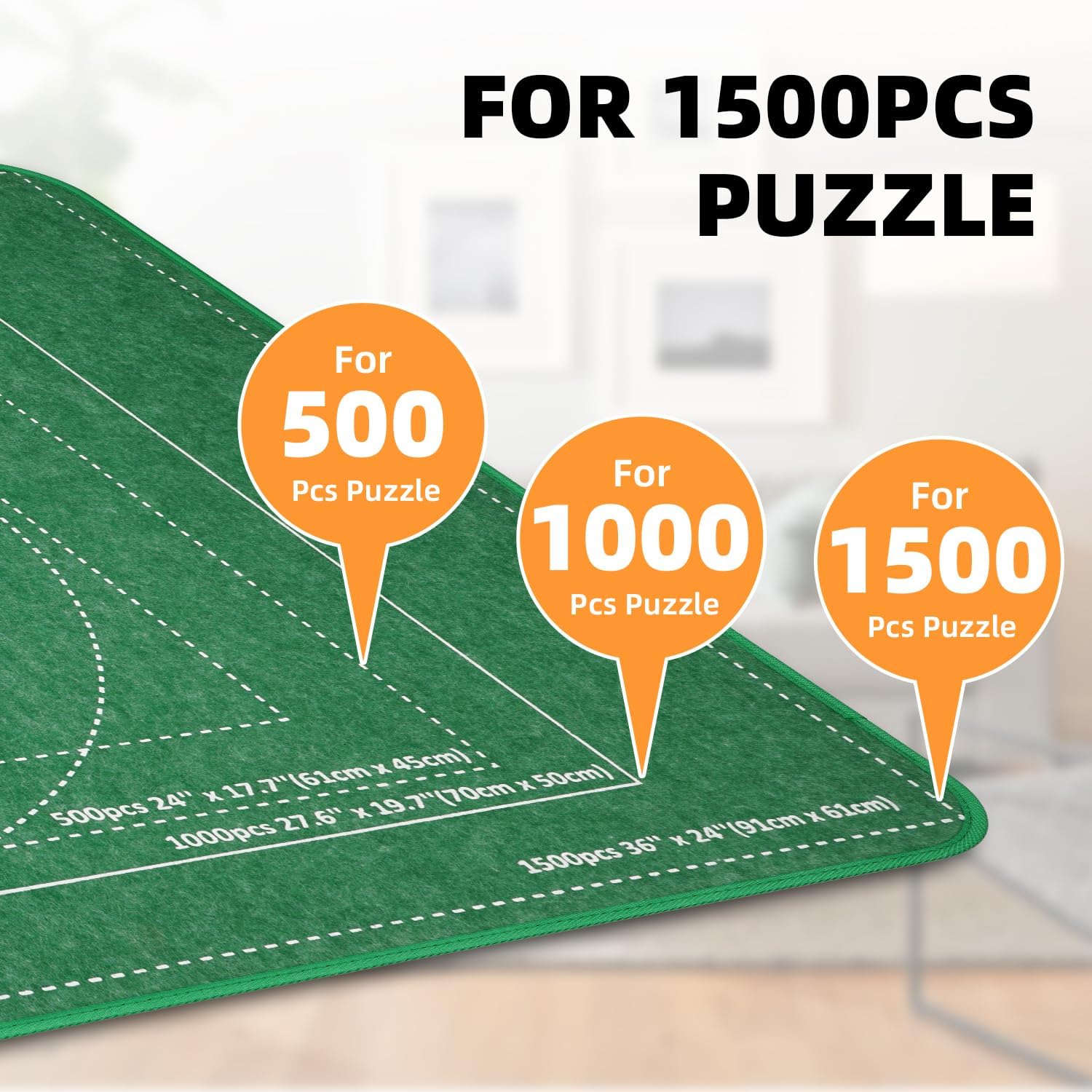 MOZOOSON Puzzle 1500 szt., składana tablica do puzzli, akcesoria do przenoszenia i przechowywania, tablica do przechowywania puzzli 95 x 65 cm (8 tacek do sortowania)