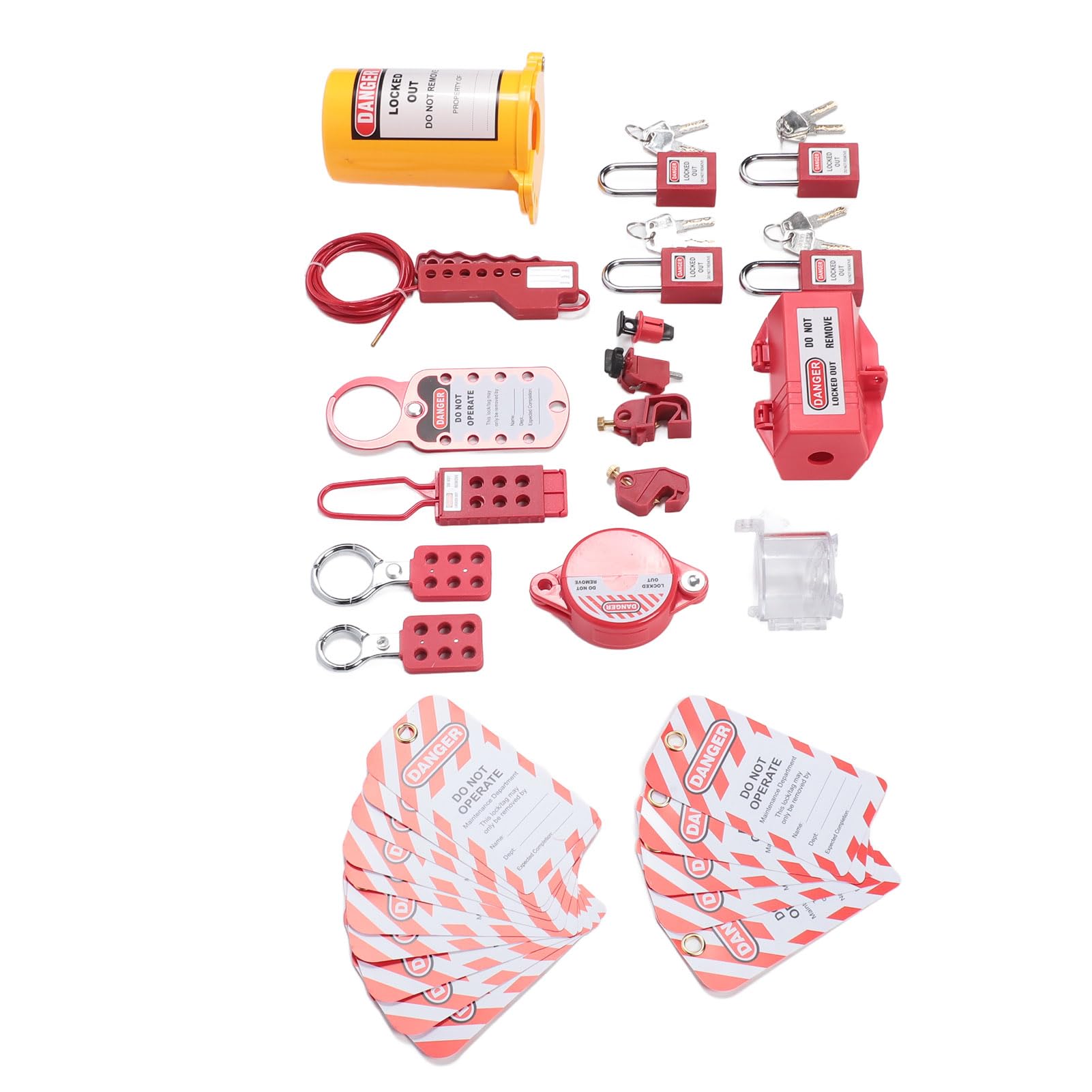 Kit de Etiquetado de Bloqueo Candados Loto Eléctricos Profesionales con Etiqueta de Hebillas para Maquinaria Industrial Bolsa de Nailon ABS, Latón Acero Inoxidable