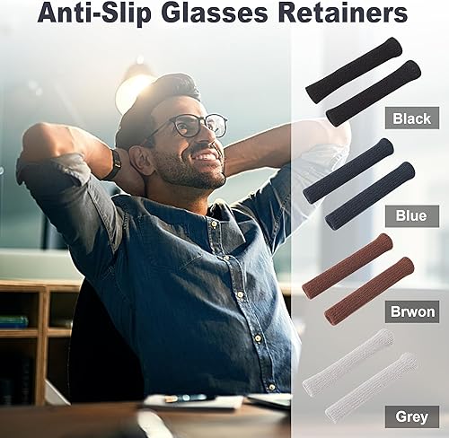 Miniatura 7 de Gdnmpat Funda para puntas de lentes con tela de algodón, retenedor de gafas de punto suave, antideslizante, elástico, cómodo, para lentes de sol,