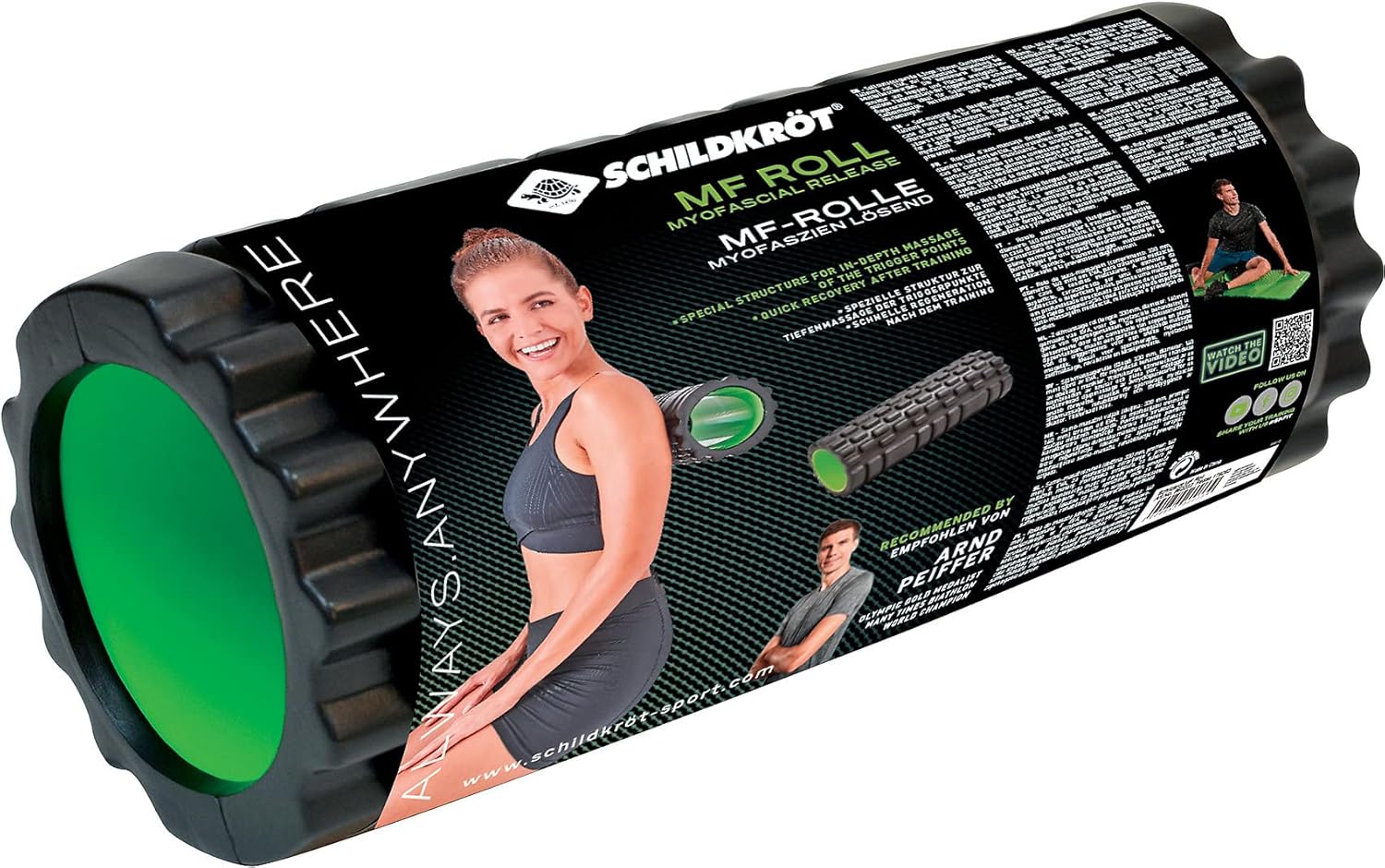 Schildkröt Fitness MF Massage Roller, Myofascial Roller, Black Green