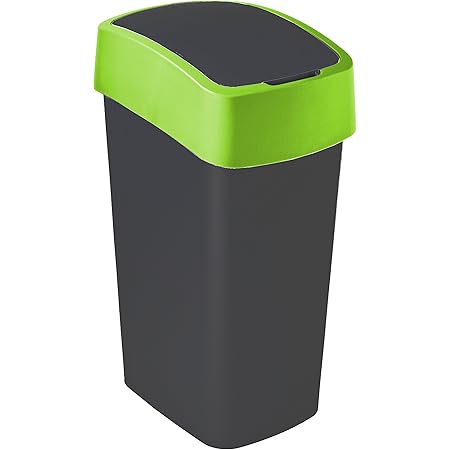 Curver Flip Bin Afvalemmer 50 Liter - Zwart/Grijs - Dubbele Opening & Slim Deksel