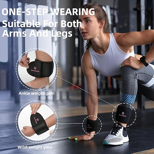 Miniatura 5 de Pesas para tobillo y muñeca para mujeres y hombres, pulseras con peso y pesas para pies, cómodo juego de pesas fijas (234610 libras par), tela suave