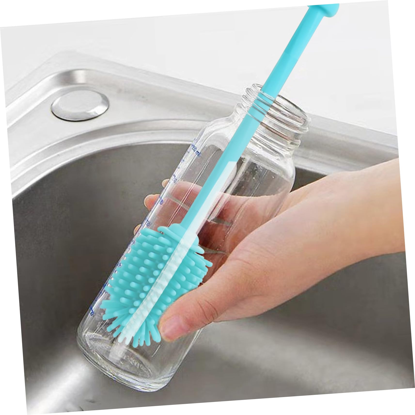 Healeved 3 Set Spazzola Per La Pulizia Dei Piatti Bustine Bottiglia Lavabottiglie Brevi Brush Detergente Per Bottiglie D'acqua Scovolino Per Bottiglie in Silicone Gel Di Silice 2 Pezzi * 3