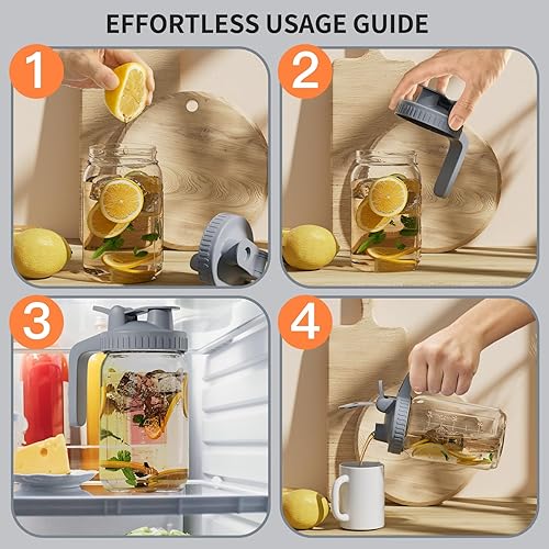 Miniatura 5 de Jarra de vidrio Mason Jar - Jarra de leche materna de 32 onzas con tapa de boquilla para vertido, sellado hermético, ideal para café frío, jugo