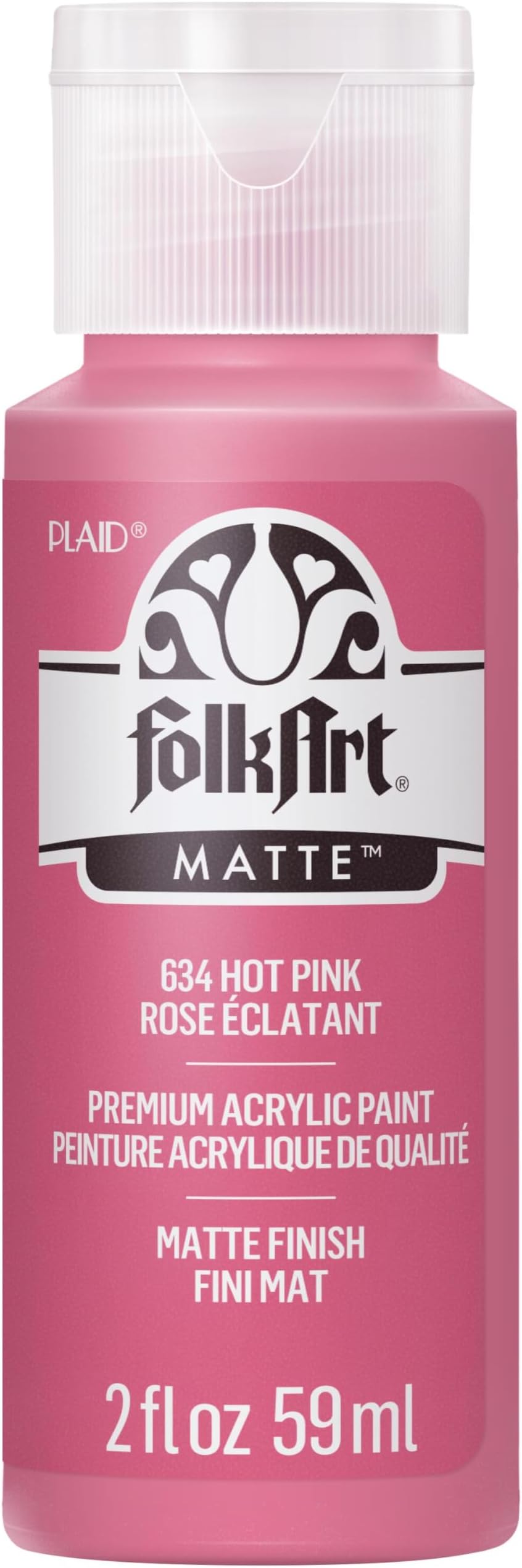 FolkArt Acrylic Paint in Assorted Colors (2 oz), 634, Hot Pink