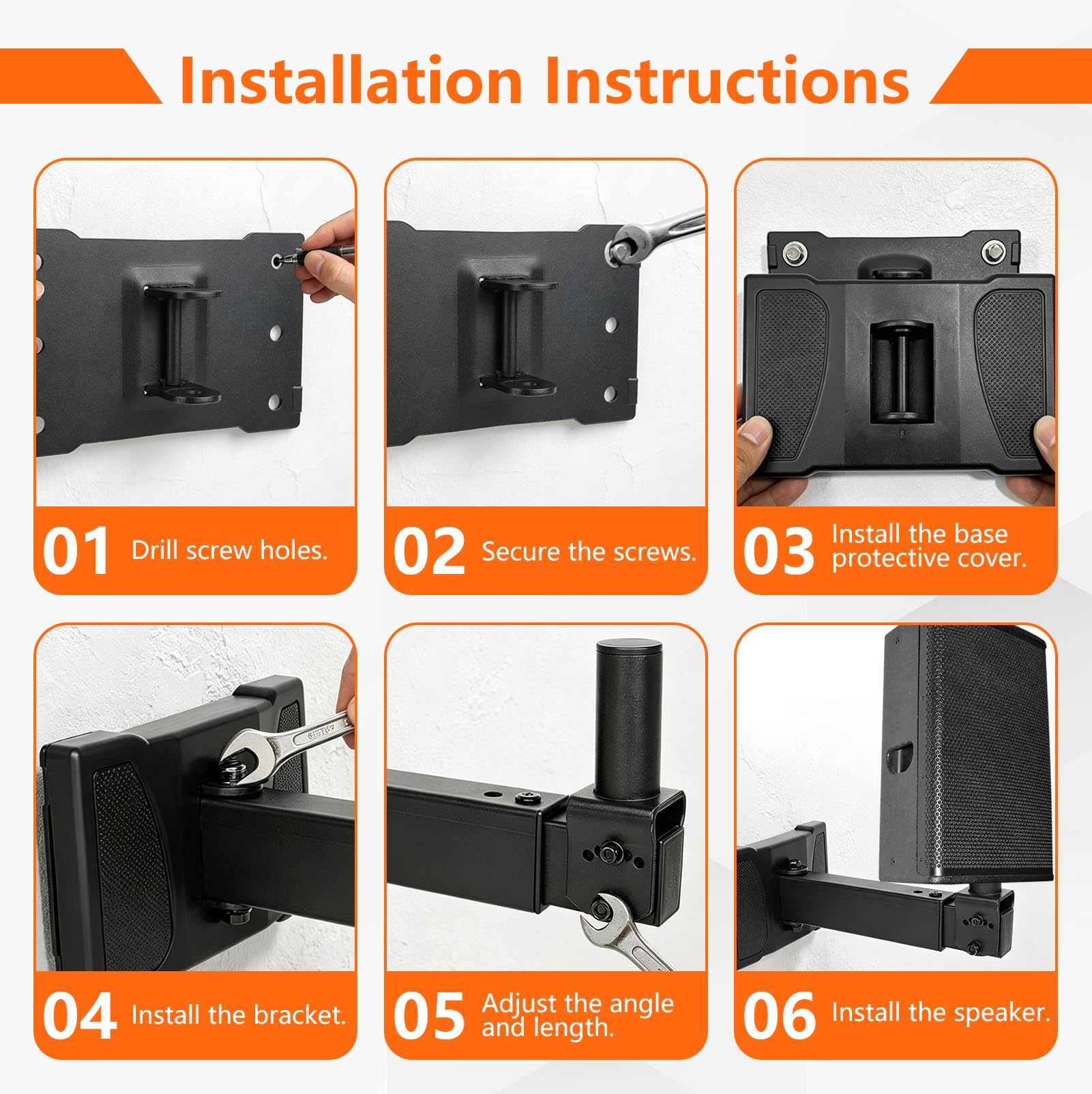 Support Mural Enceinte Heavy Duty 2 pièces, Charge Jusqu’à 75 kg