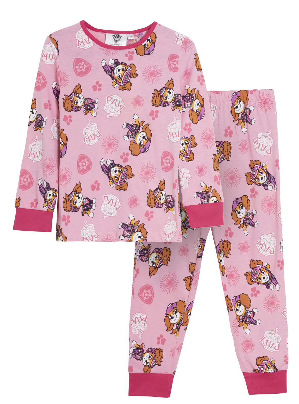 Paw Patrol (Pink, 6 Years) Girls Pyjamas Kids Skye Full Length Long Pjs Nightwear Loungewear Set