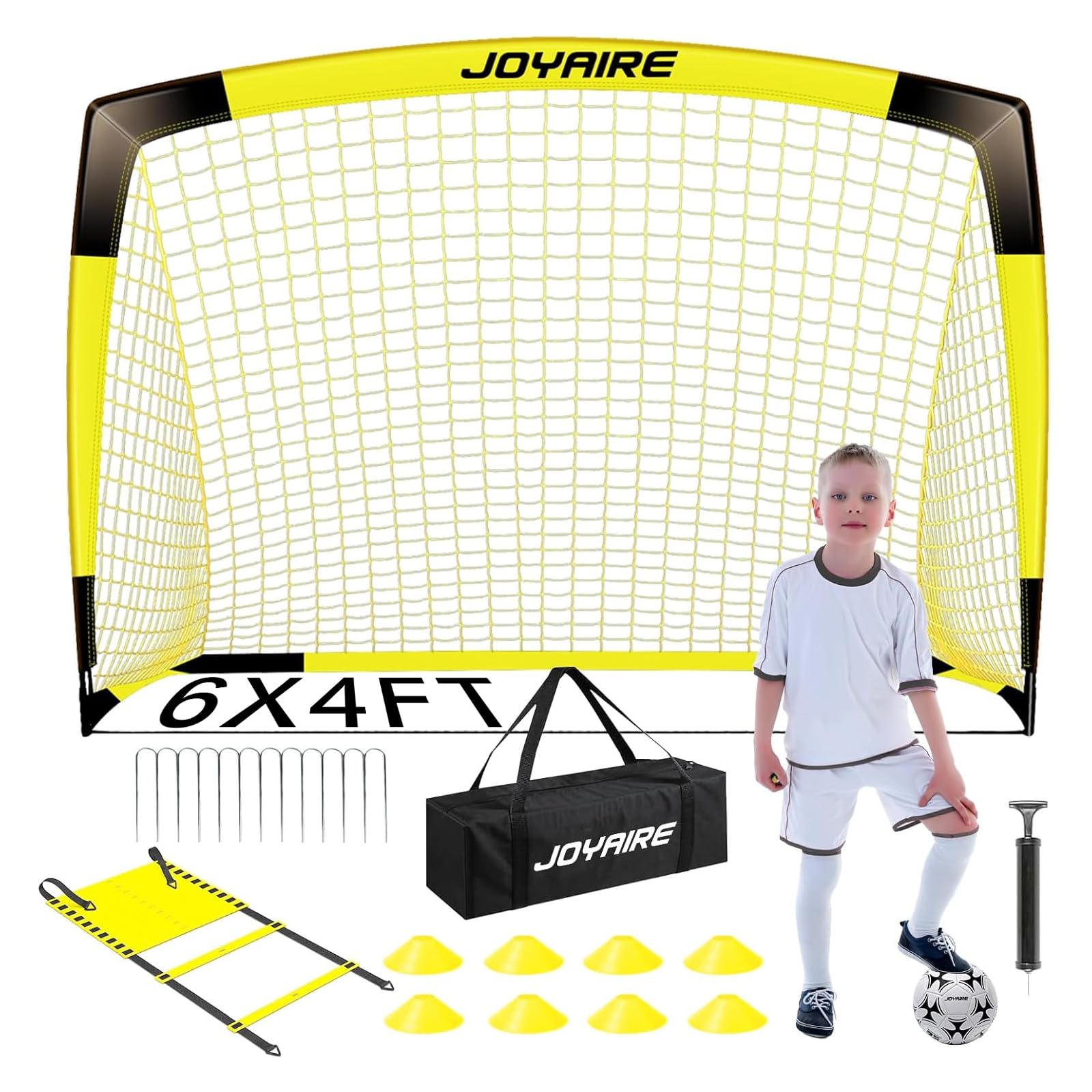 Soccer Goals for Backyard Set, Portable Kids Toddler Soccer Net 6' x 4', Pop Up Soccer Goal Soccer Training Equipment with Size 4 Soccer Ball, Carry Bag, Games, Sports, Outdoor Play, Youth-image-13