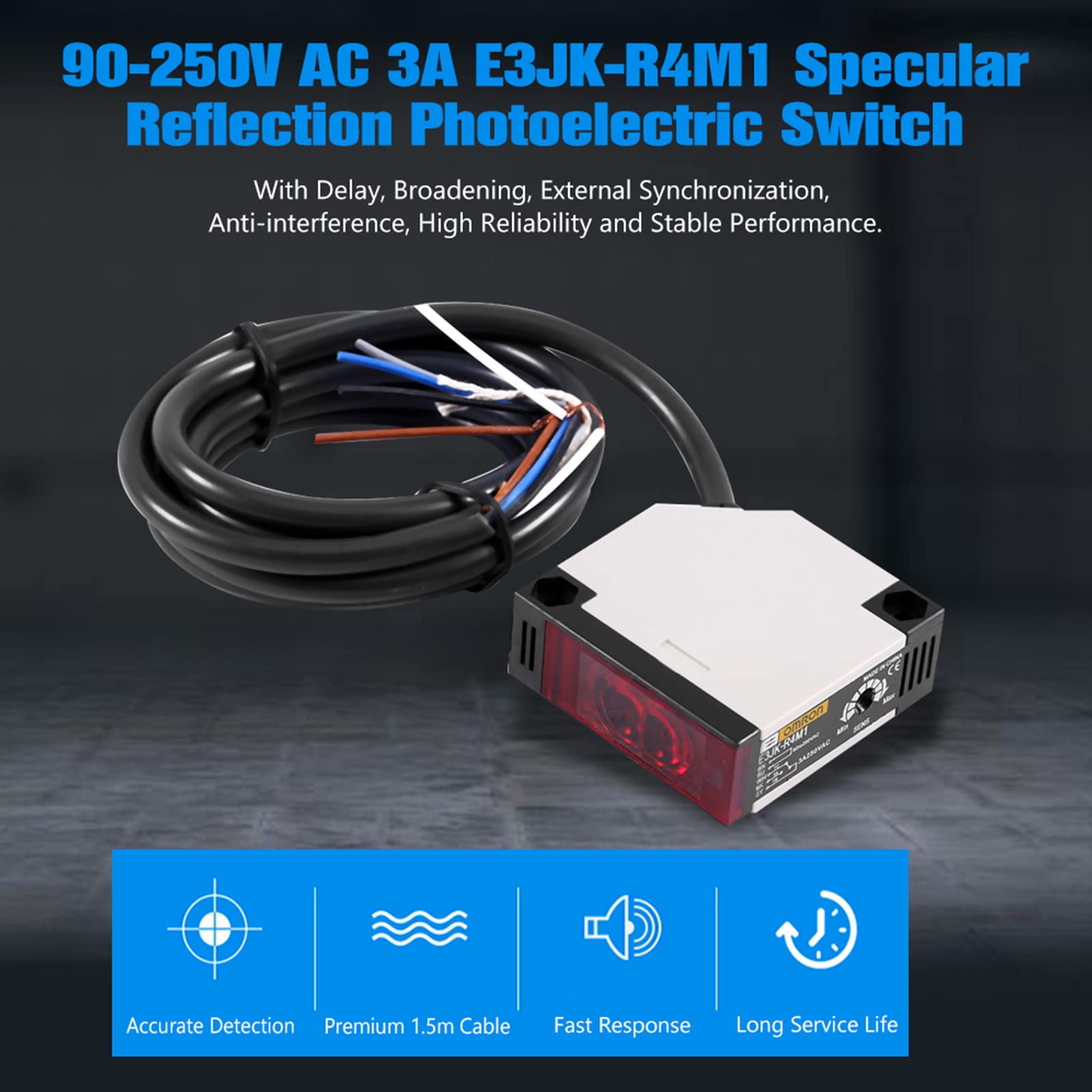 E3JK-R4M1 90-250V 3A fotoelektryczny odbicie lustrzane fotokomórka brama czujniki fotoelektryczne przełącznik fotoelektryczny+przełącznik fotoelektryczny