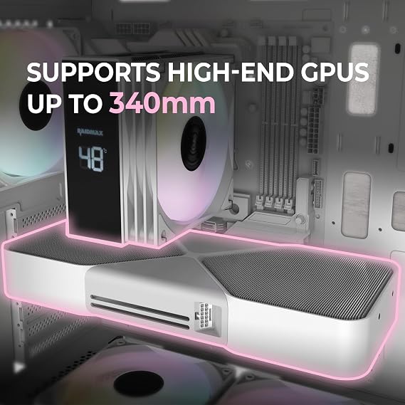 Raidmax I802 Mesh Air Flow Compact Panoramic ATX Mid Tower Case 270 View Tempered Glass, 5X Pre-Installed 120mm Static RGB Color Fans, Supports ATX/Micro ATX, Max 340mm GPU (Pink)