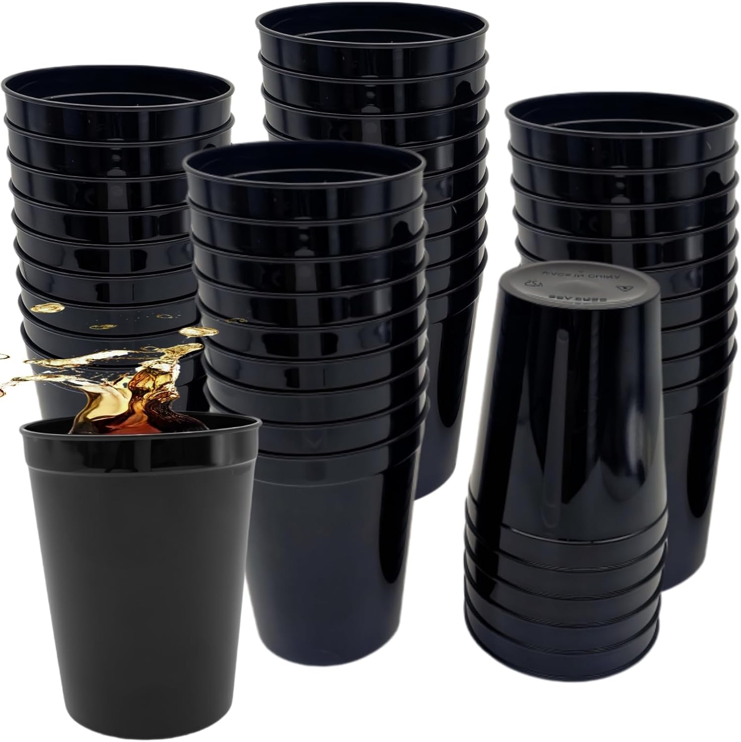 30 Pack 12 oz Stadium Cups, Reusable Clear Plastic Cups, Stackable Plastic Tumblers, for Parties, Weddings, Graduation Events, Mardi Gras