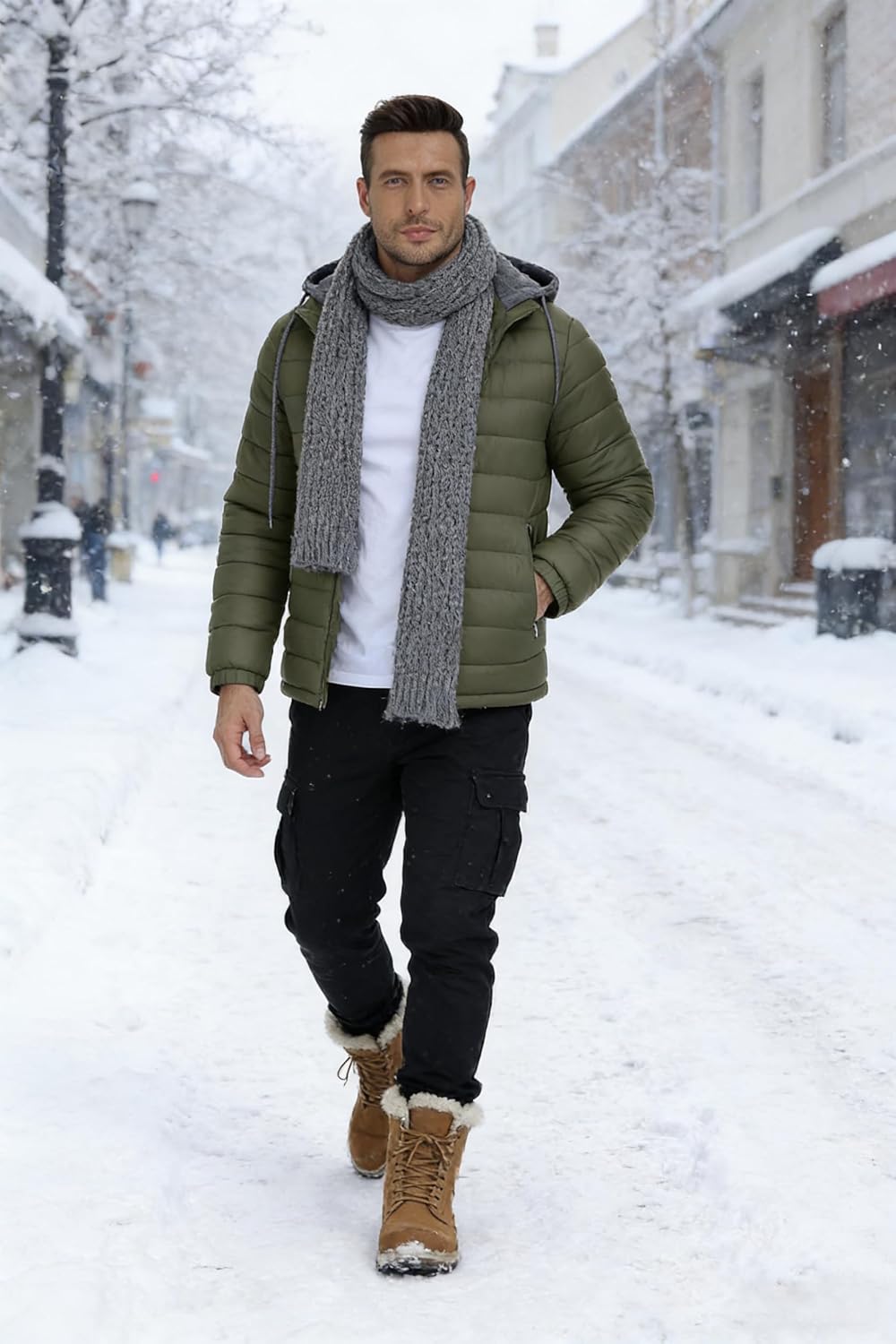 SWISSWELL Mens Lightweight Puffer Jacket with Hood Quilted Insulated Water-Resistant Coat Warm Winter Zip Up Hooded Jacket - Image 2