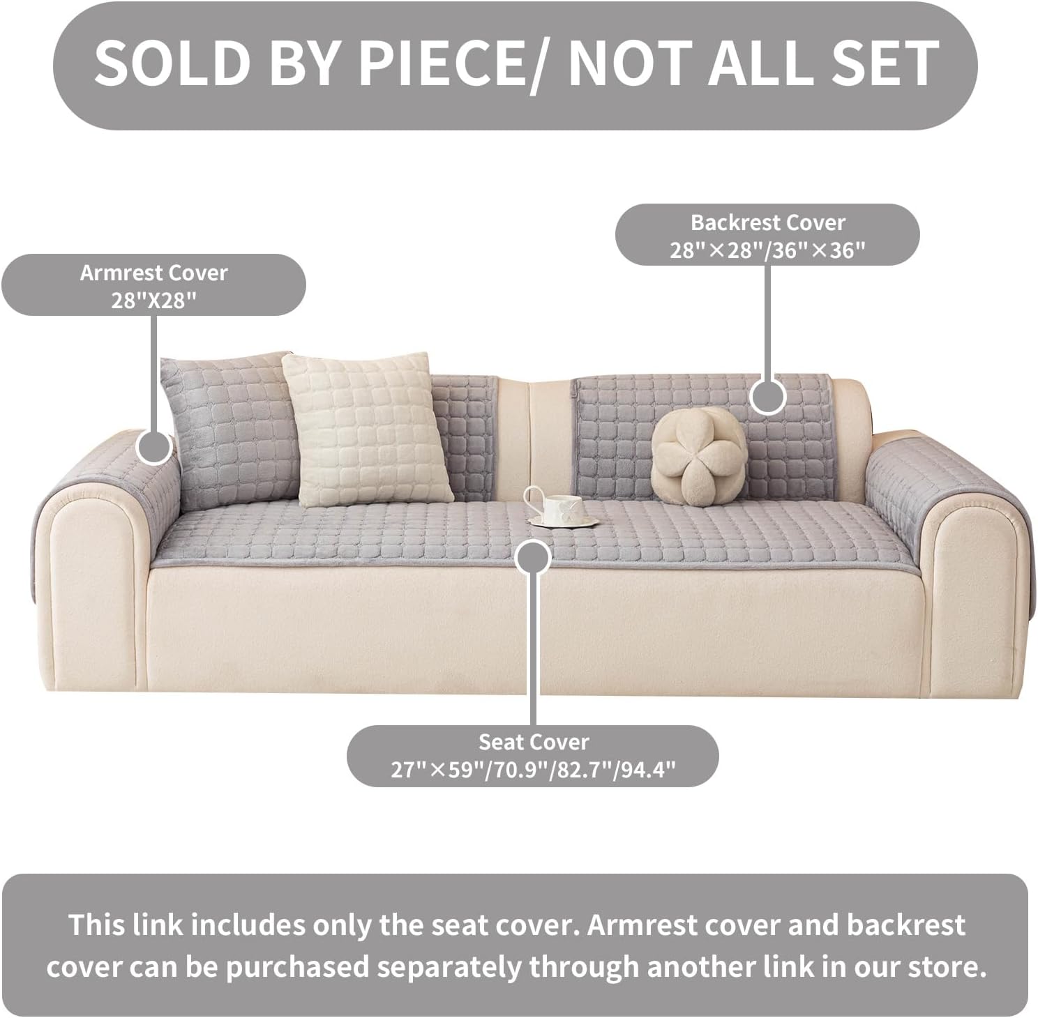 Velvet Couch Covers for Dogs, Dog Sectional Couch Covers, Pet Couchs Cover for 2-3 Seater, Couchs Protector for Dogs, Sectional Sofa Cover for Pet Washable(1PC,Light Grey,27.6"×70.9")