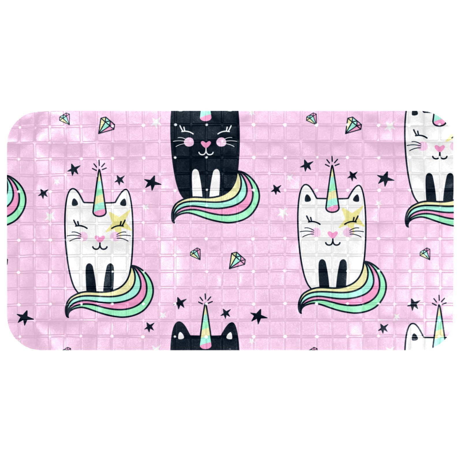 Tapis de salle de bain caticorne antidérapant avec ventouses et drainage