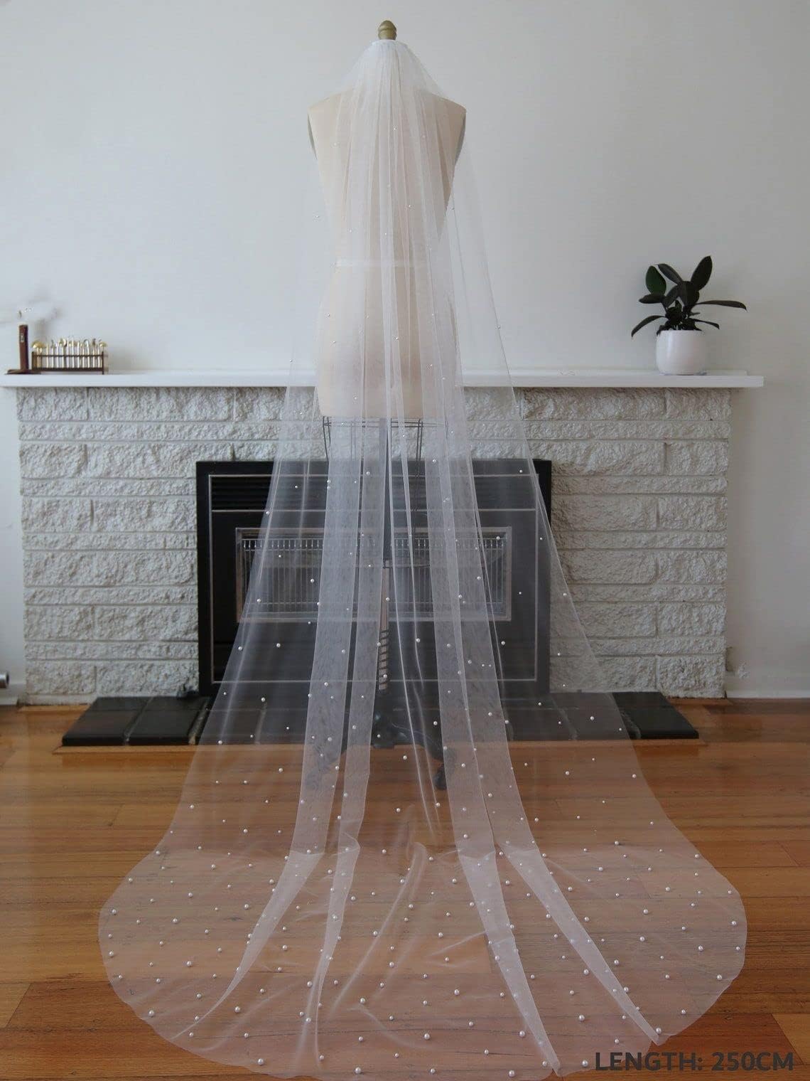 Veli da Sposa in Perle, 1 Strato, Velo da Sposa Morbido, Accessori da Sposa con Perline, Velo da cattedrale da 3 m, per Sposa, Avorio