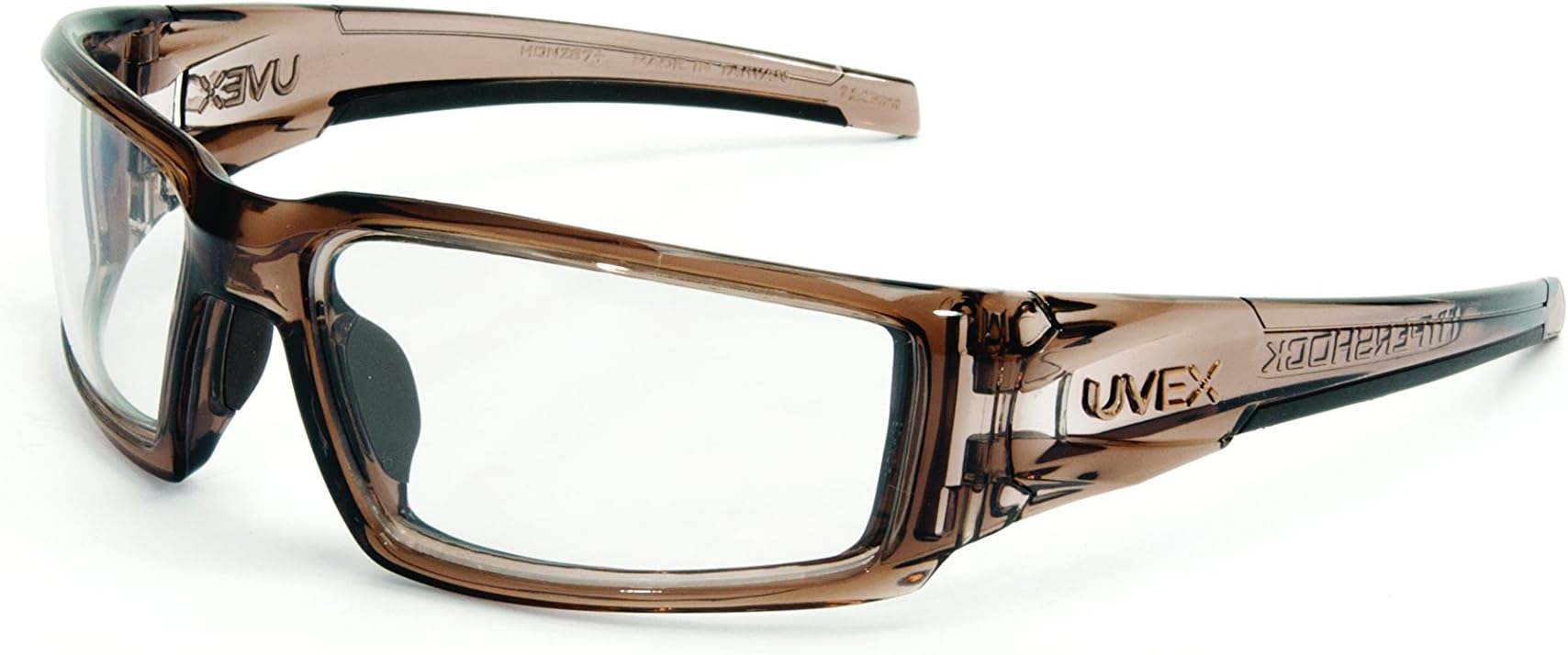 Safety Products by Hypershock Safety Glasses, Brown Frame with Clear Lens & Uvextreme Plus Anti-Fog Coating (S2960XP)