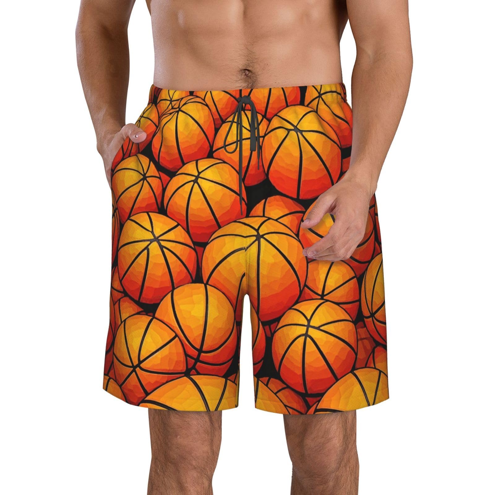 Mens Beach Shorts for Vacation Casual Sports Athletic Running Gym Shorts for Men Sports Ball Basketballs