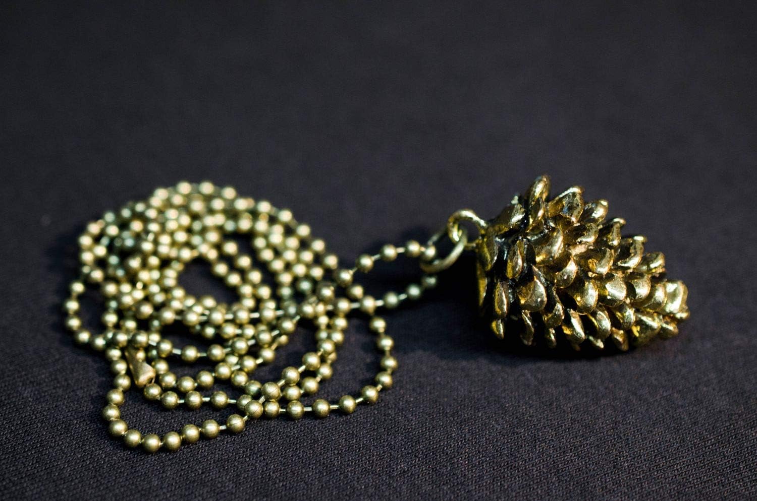 Miniblings Pin Badge Buttone Cone Necklace 80Cm Fir Cones Forestry Bronze Gold
