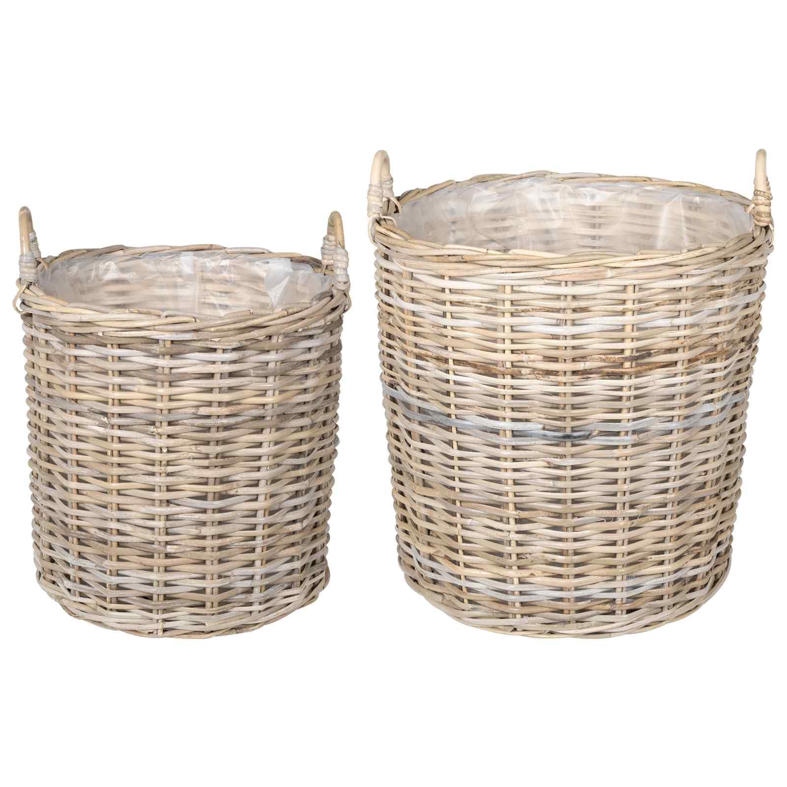Blumentopf Körbchen GENDT 2 STK. Natürliches Grau Kubu Rattan,Körbe,42020951