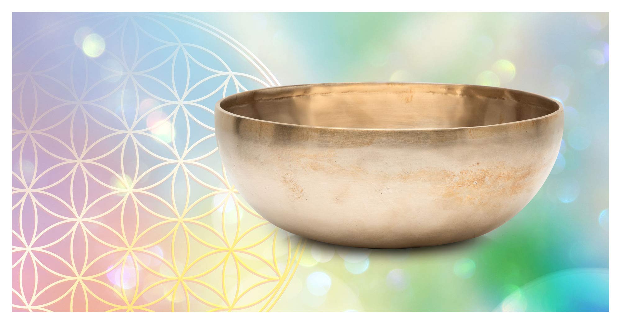 XDrum Campana Tibetana Terapeutica Tonalità A/ 800 g, Diametro 18 cm | Campana tibetana battuta a mano per Chakra della fronte (Ajna), Accordata in tonalità A, Lega composta da 7 metalli diversi