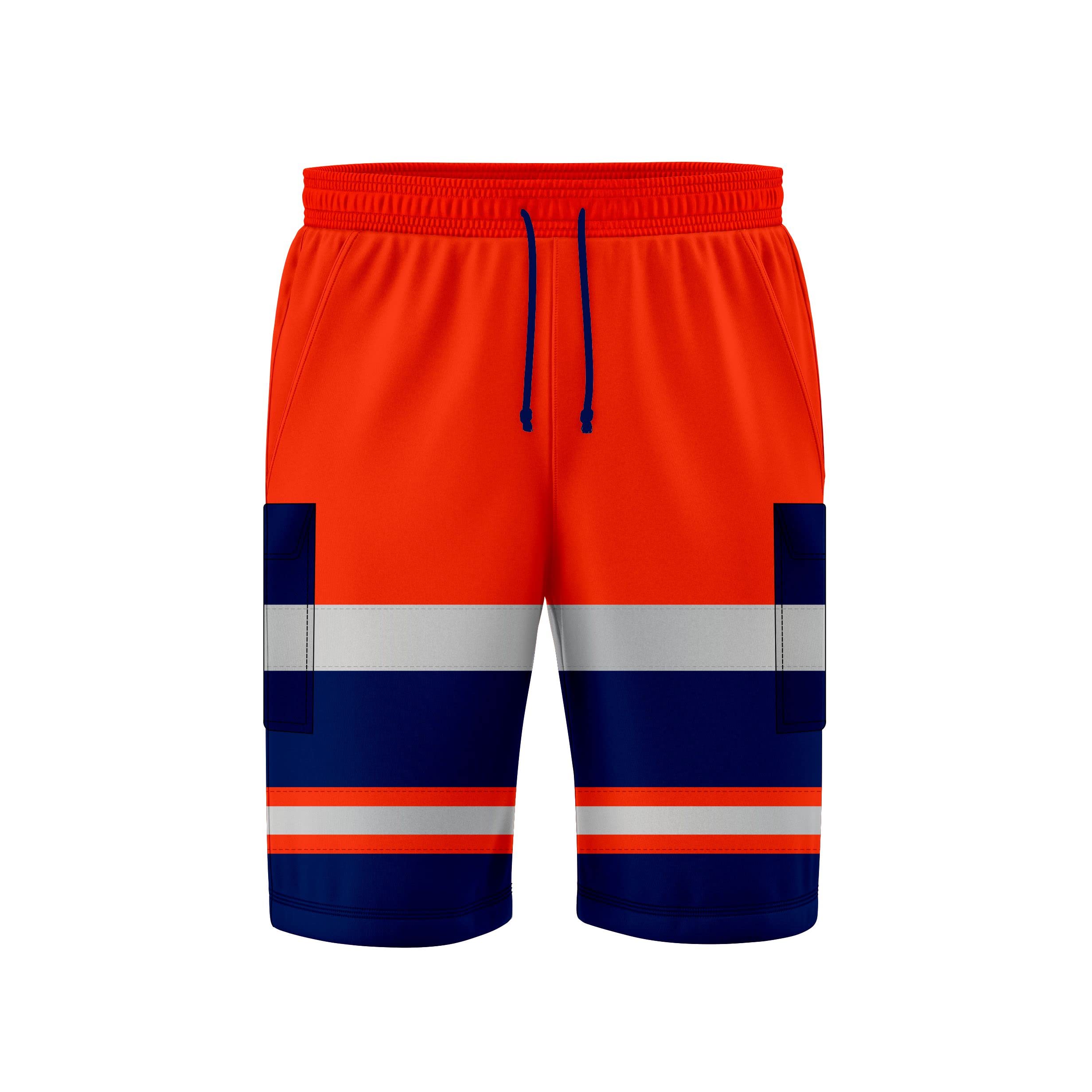 NOROZE Men’s Hi Vis Work Shorts – Reflective High Visibility Cargo Shorts with Multiple Pockets – 3/4 Jogger-Style Utility Bottoms for Construction, Security, Warehouse, Site & Outdoor Use