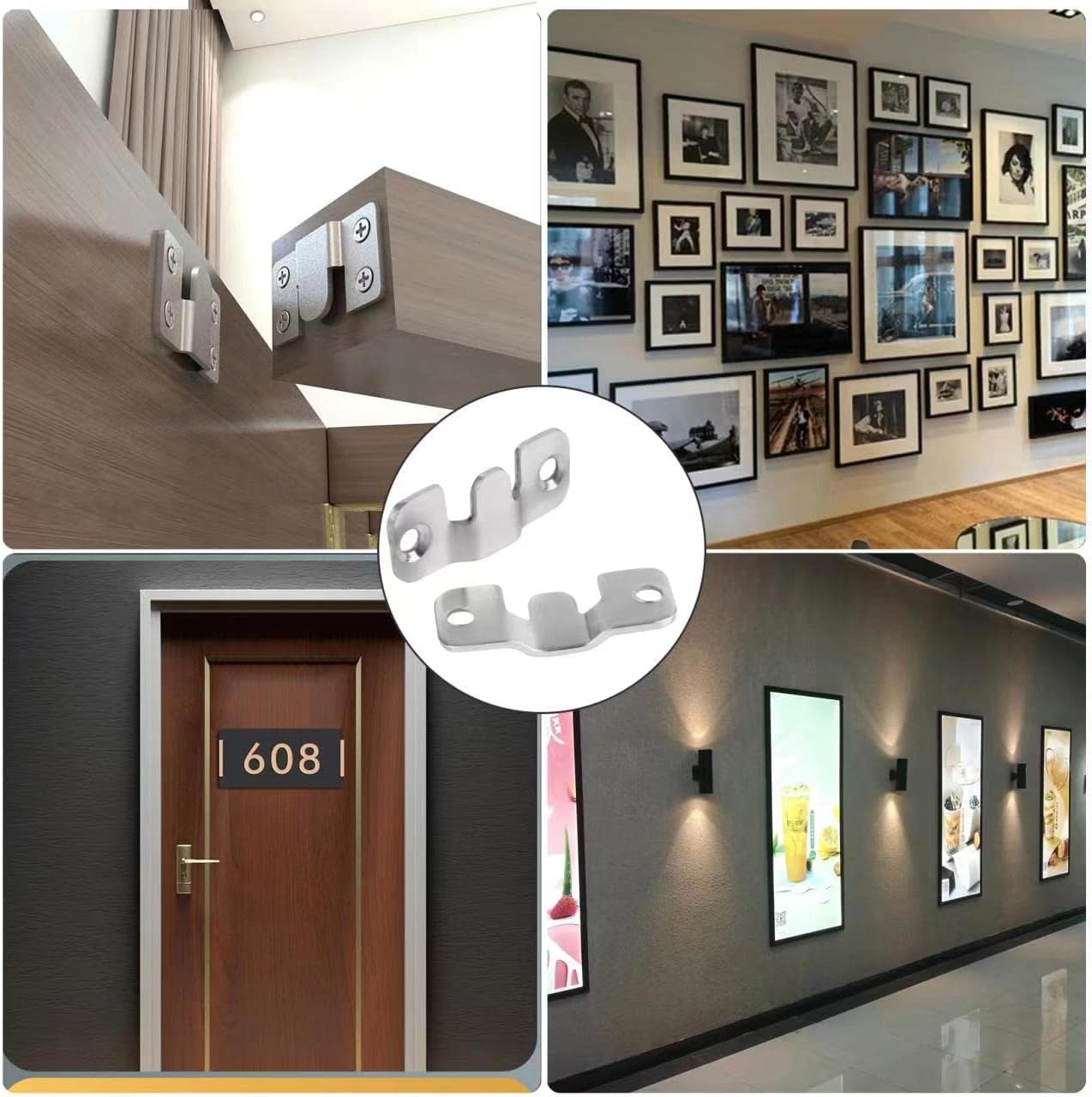 44*19 mm Flush Mount Bracket, Interlocking Photo Frame Hook, Heavy Duty Picture Hanger Z Clip Bracket for Large Picture Display Art Gallery Wall Mount Hardware 20 PCS