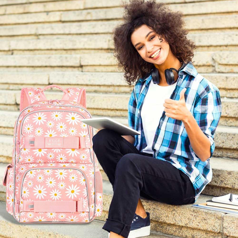 3PCS Girls Backpack, Water Resistant Womens School Bag With Lunch Box, 17 Inch Bookbag Set for College Teenagers. - Image 9