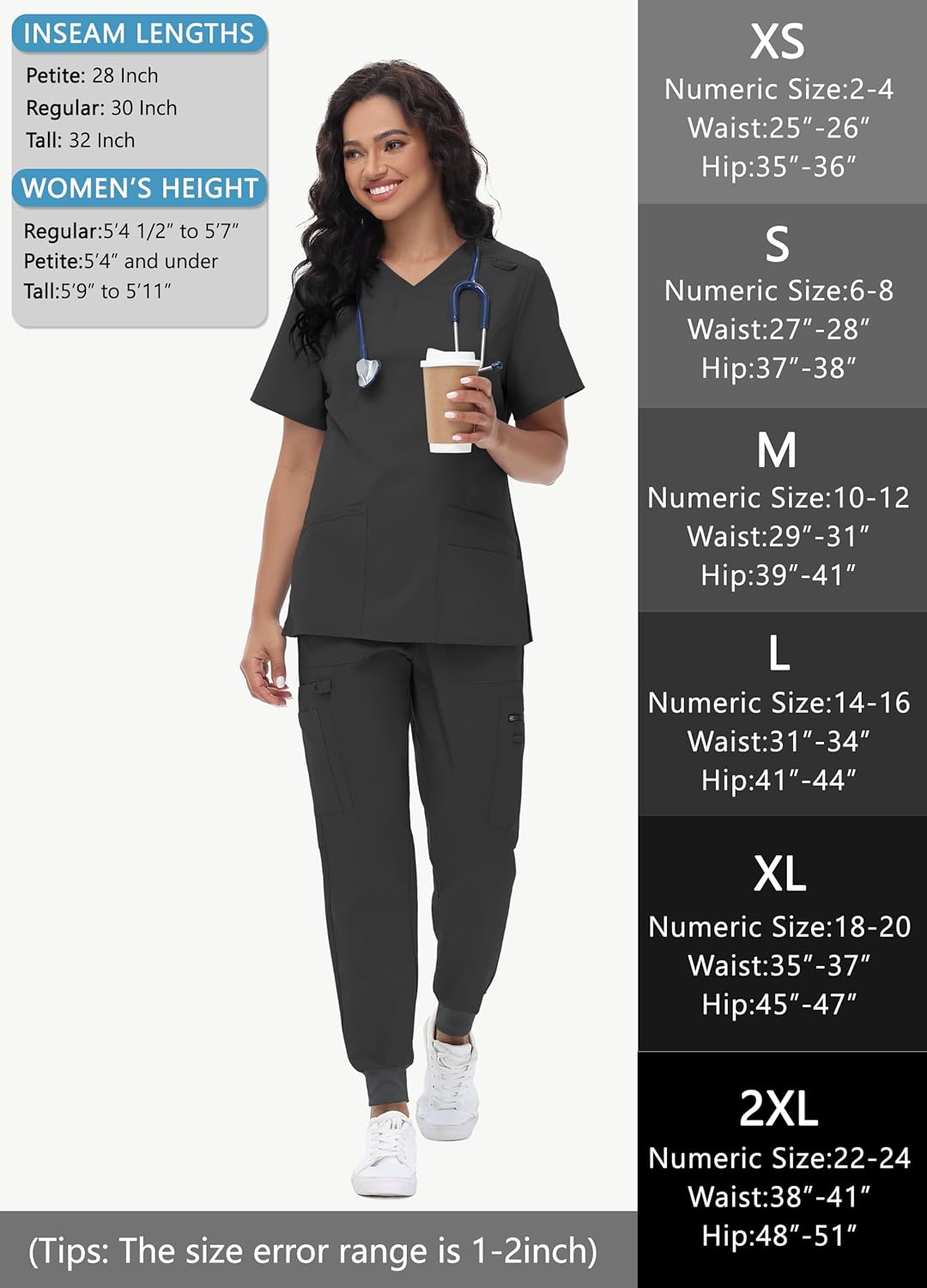 High Waisted Jogger Style Scrub Pants Pewter - Image 6