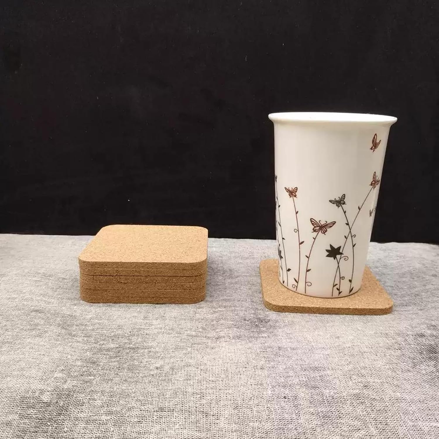 50 Pack Cork Coasters for Drink, 4 Inch Square Absorbent Edge Coaster, 1/5" Thick Engraved Plain Blank Coasters in Office, Home, Cottage - Image 6