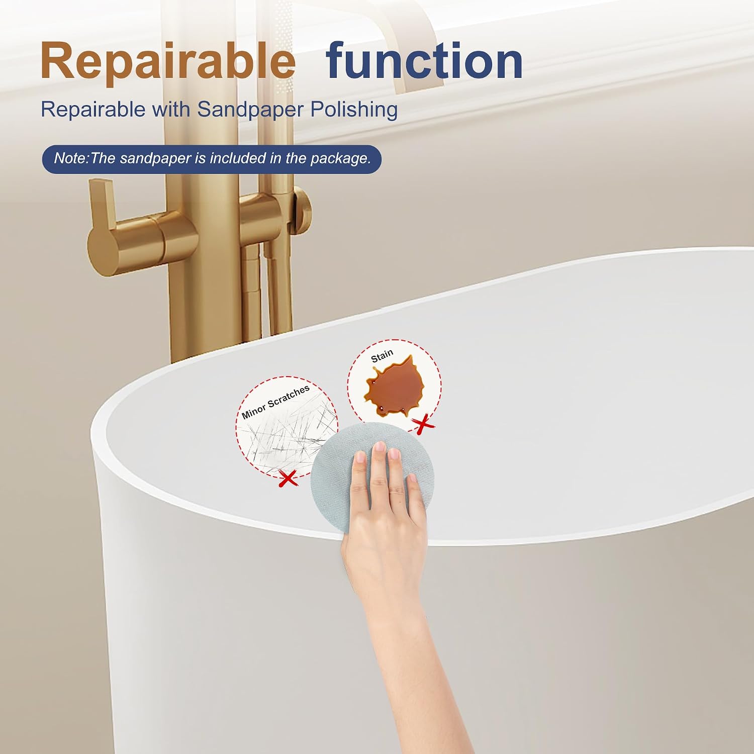 SJ Star&Jane Solid Surface Japanese Soaking Tub, 39" Small Freestanding Bathtub, Stone Resin Deep Soak Stand Alone Tub for Small Bathroom, Matte White Compact Modern Bath Tub