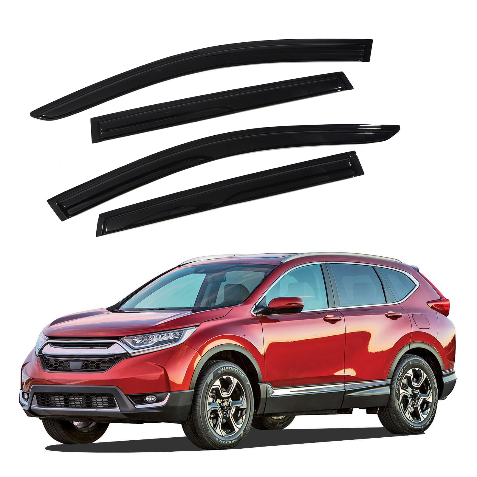 ZXMOTO Rain Guards Side Window Visor Vent Outside Mount, 4PCS Fits for 2017 2018 2019 2020 2021 2022 Honda CRV CR-V