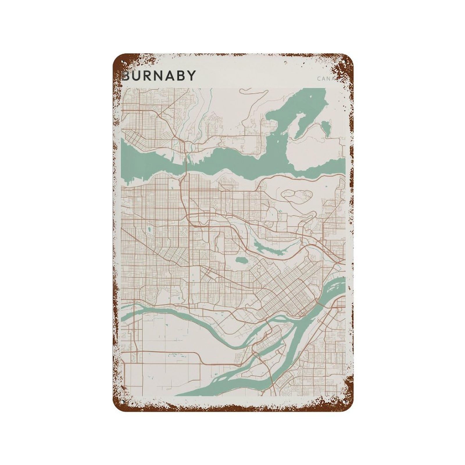xiaoxiaoshen Burnaby Map Canada British Columbia (2) Wall Decor Art Metal Tin Poster Modern Home Decor Art Home Bar Shop Decorations Vintage Sign 30x20cm