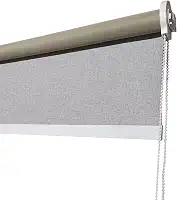 Persiana Rolo Blackout Linho Cinza (1,20L x 1,60A) Acabamento Branco (SEM BANDÔ) Pronta para Instalação