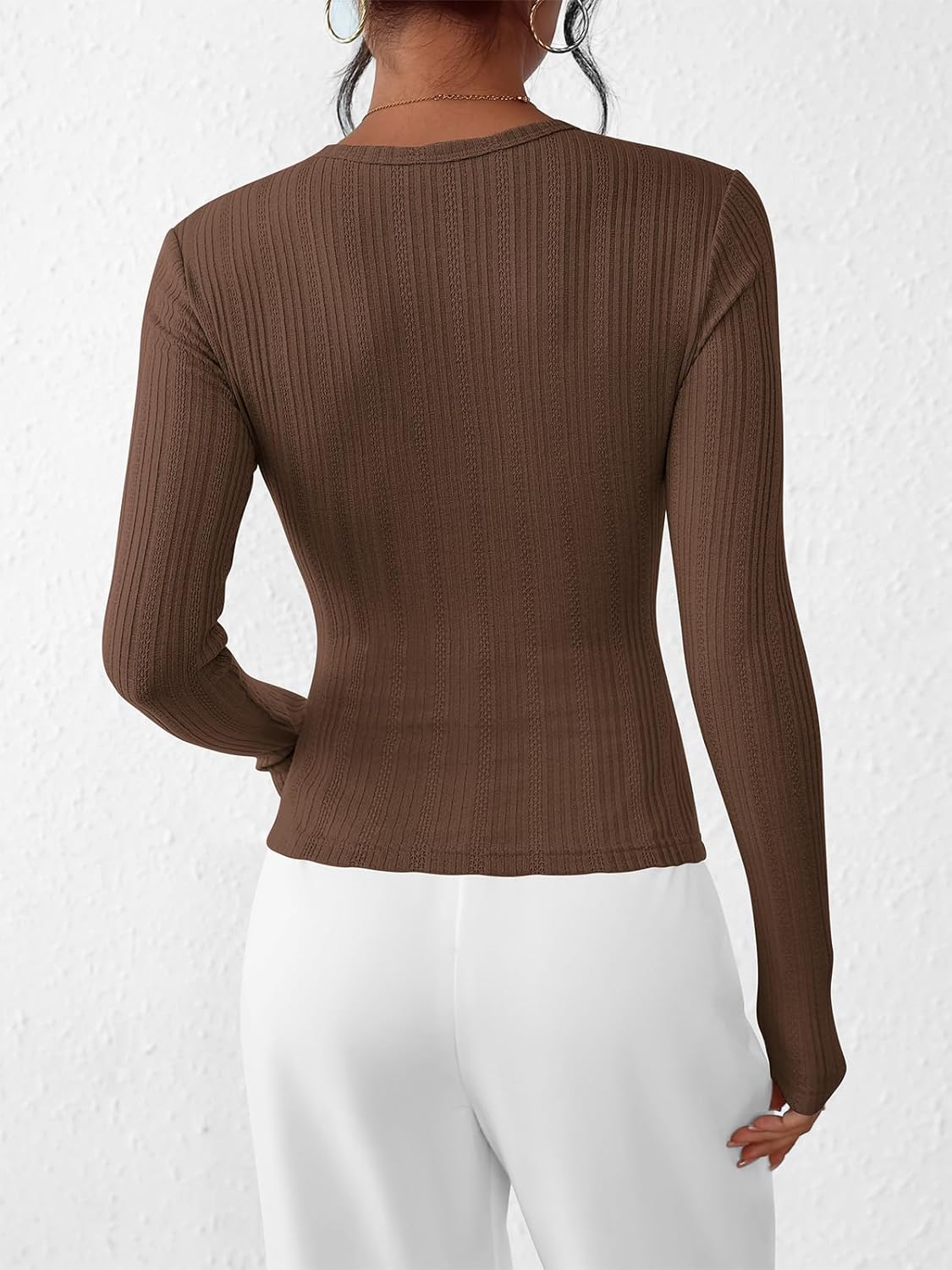 PRETTYGARDEN Crew Neck Long Sleeve Cute Going Out Tops for Women 2026 Casual Basic Slim Fit Womens Pullover Shirts - Image 3