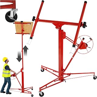 TecTake® Elevador Placas de Yeso, Pladur Profesional, Herramientas para Pladur, Plataforma Elevadora, Maquina de Pladur, Caballete Extensible, Planchas de Pladur, Carga 68 kg - Rojo