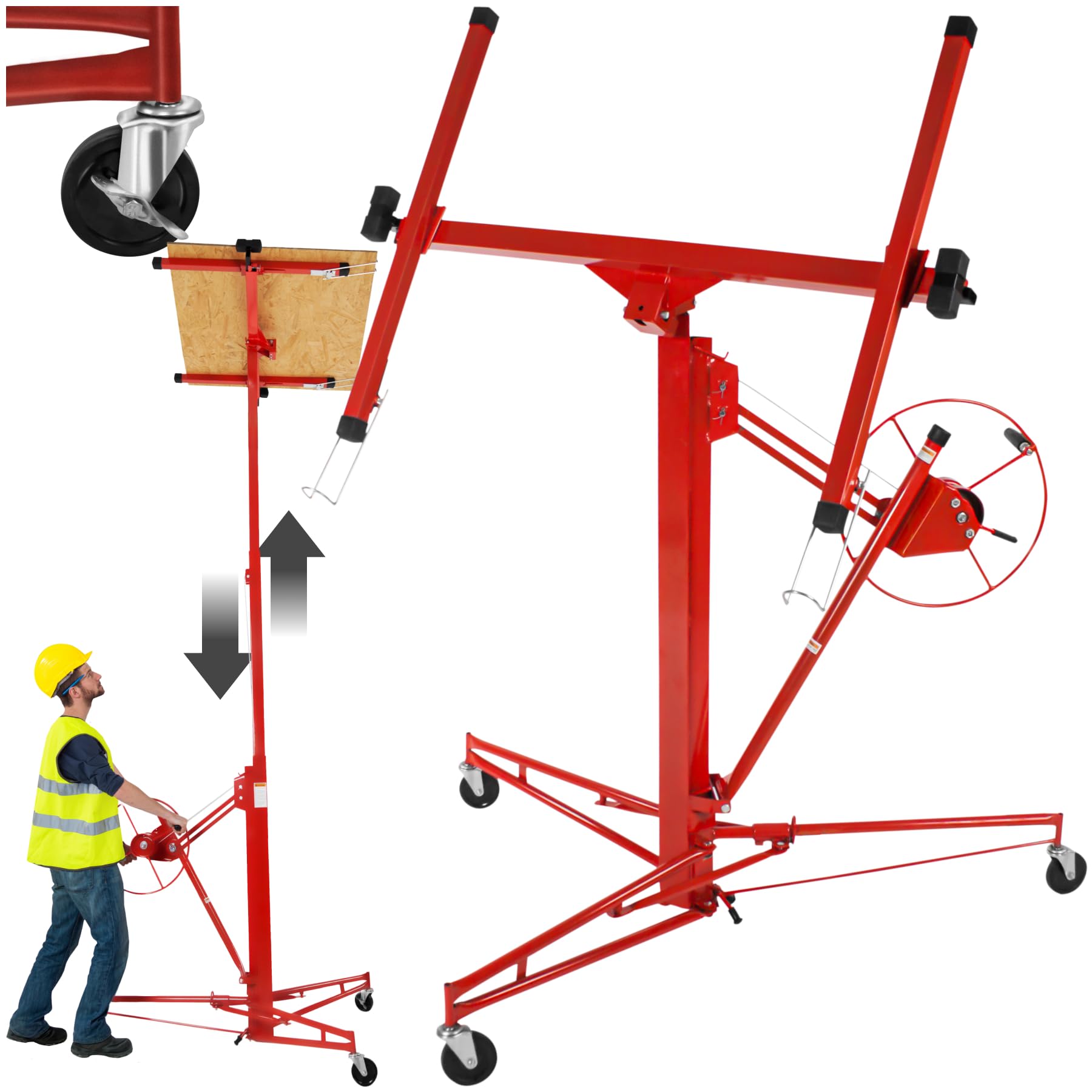 tectake® XXL Plattenheber Trockenbau, Rigips Werkzeug für Innenausbau, Heber für Rigipsplatten u.a. Platten, Hebevorrichtung für Paneele, Hebewerkzeug für Türen, Lastenheber