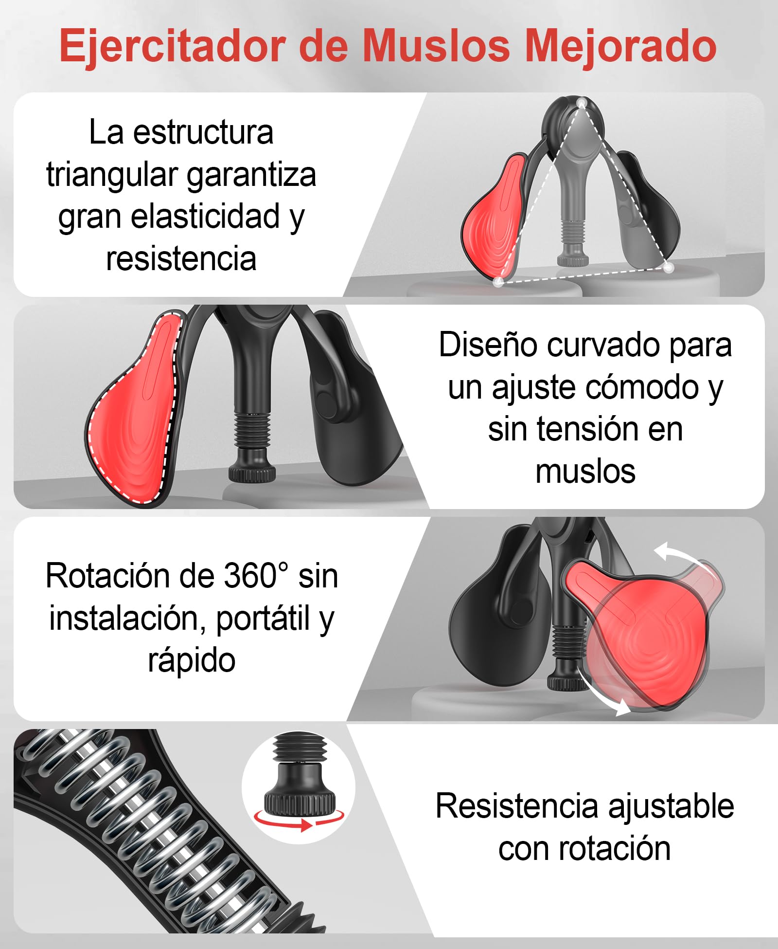 Ejercitador de Muslos y Suelo Pélvico para Mujeres Máquina de Ejercicio Interno de Piernas con Banda de Resistencia Kegel Trainer Tonificador de Glúteos y Musculatura Abdominal para Casa