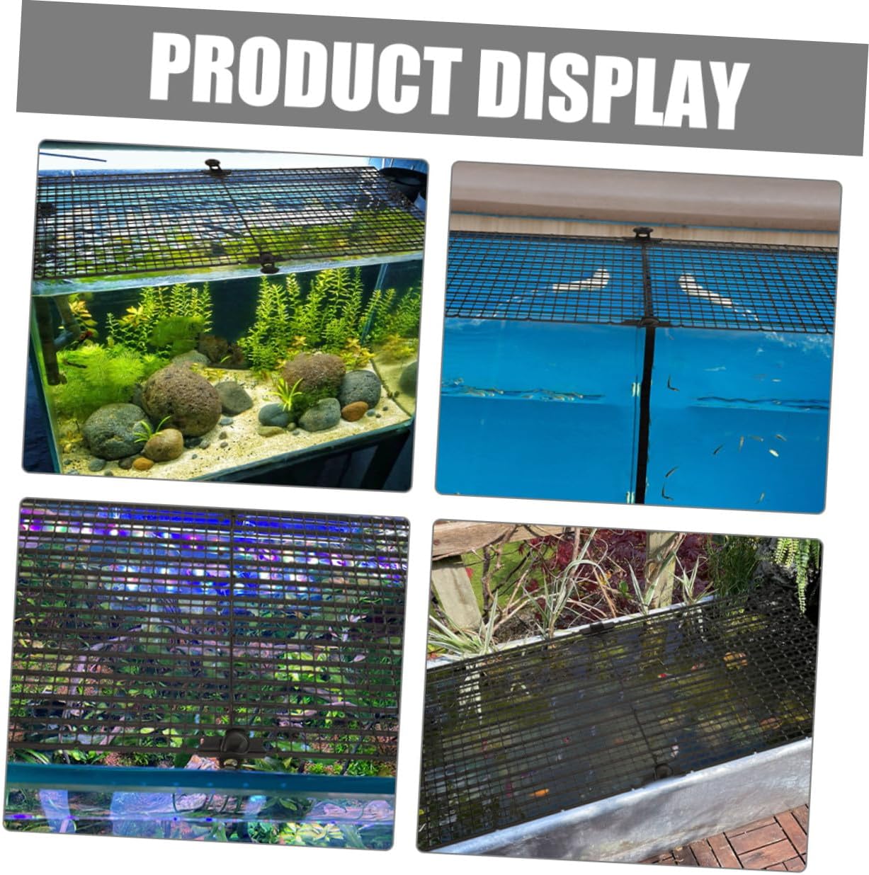 Hemoton Fish Tank Isolation Board and Aquarium Divider with 10 Suction Cups, Black Plastic Grid 30x30cm, Aquarium Separator for Fish Breeding and Tank Partition