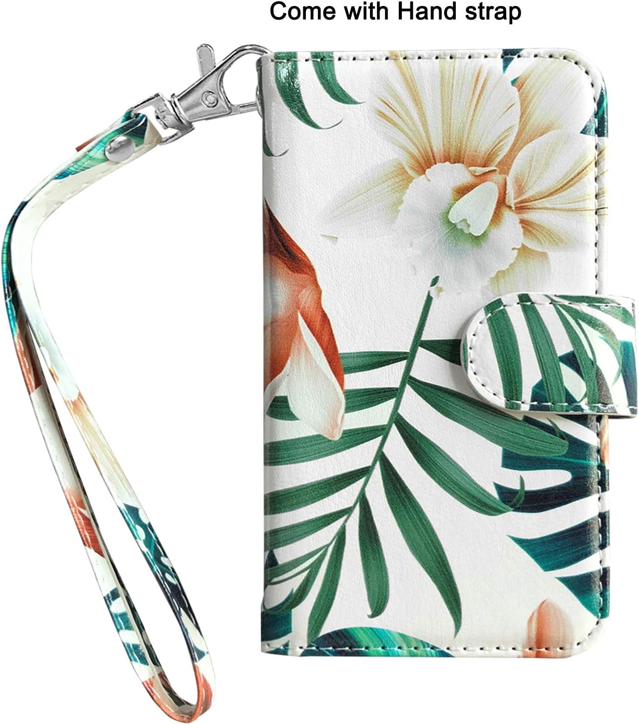 J.west Wallet Case for iPhone 11 6.1-inch, Floral Flip Design Wallet PU Leather Phone Case Cover with Credit Cards Holder Pocket and Strap Wrist Kickstand for Apple iPhone 11 2019