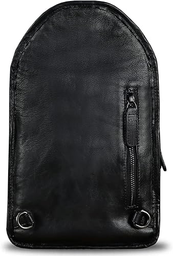 Miniatura 3 de Bolso bandolera de cuero genuino para hombres y mujeres, estilo vintage, de cuero real, a la moda, mochila bandolera para el hombro, bolso cruzado