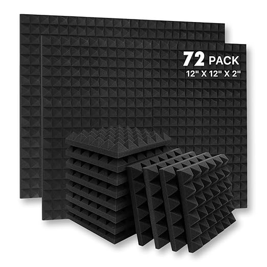YGM ACOUSTIC FOAMS Pyramid Acoustic Panels (Set of 72) 12