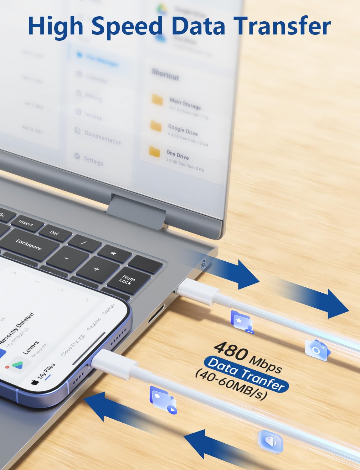 Cabepow Cavo da USB C a USB C, cavo da USB C a USB C da 60 W, cavo extra lungo da tipo C a tipo C, cavo di ricarica rapida per iPhone 16 15 Pro Plus Pro Max, Galaxy S25 S24, iPad Pro/Air, MacBook Pro