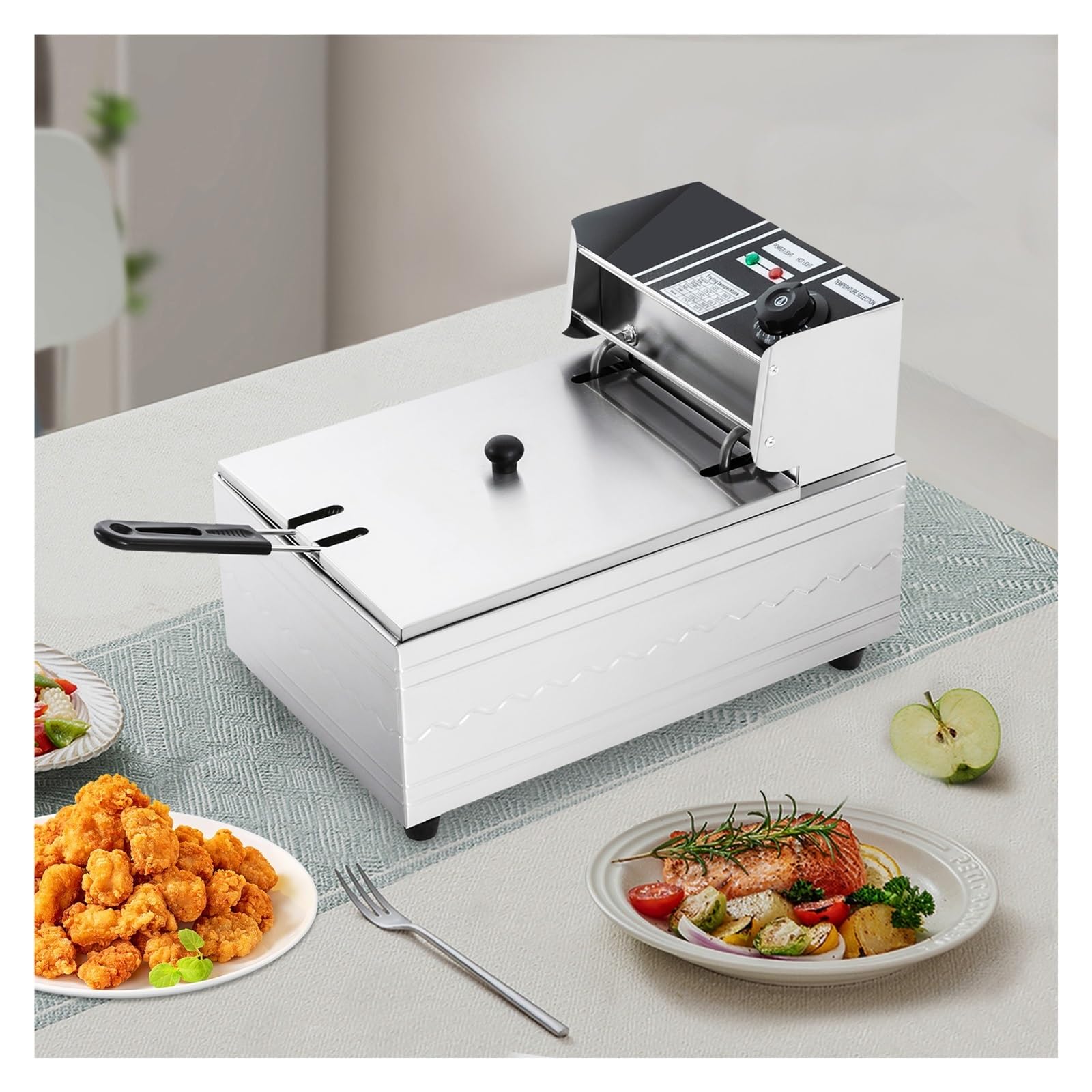 Freidora, Acero Inoxidable 6L, Churros Eléctrica Con Cesta Calentamiento RáPido