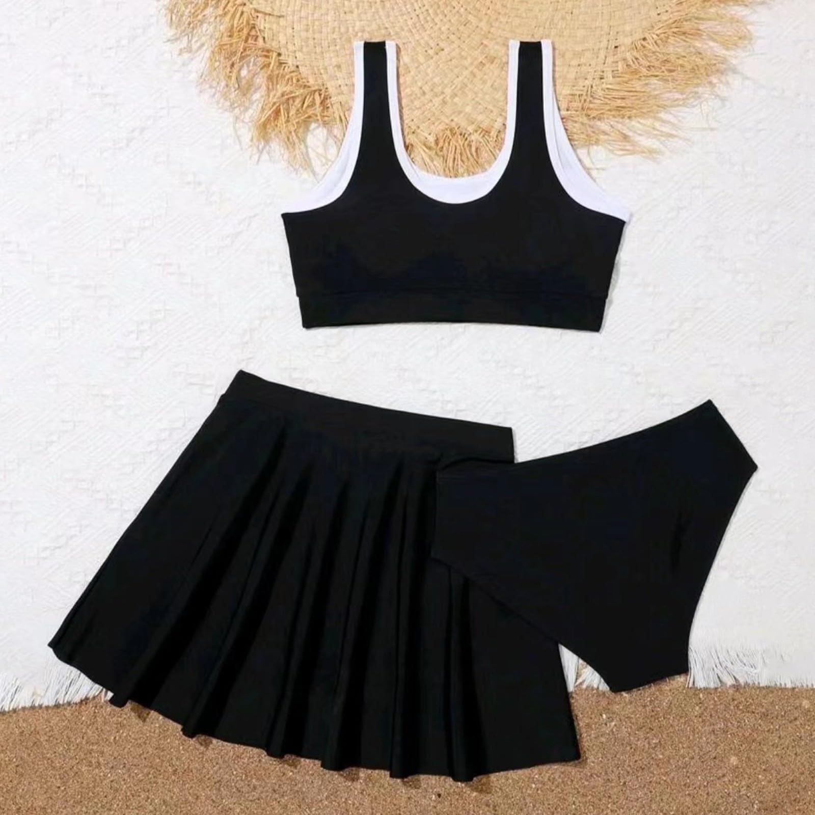 Generisch Bikini triángulo para niña, 3 piezas, traje de baño para niñas con pantalones, ropa de baño informal de verano