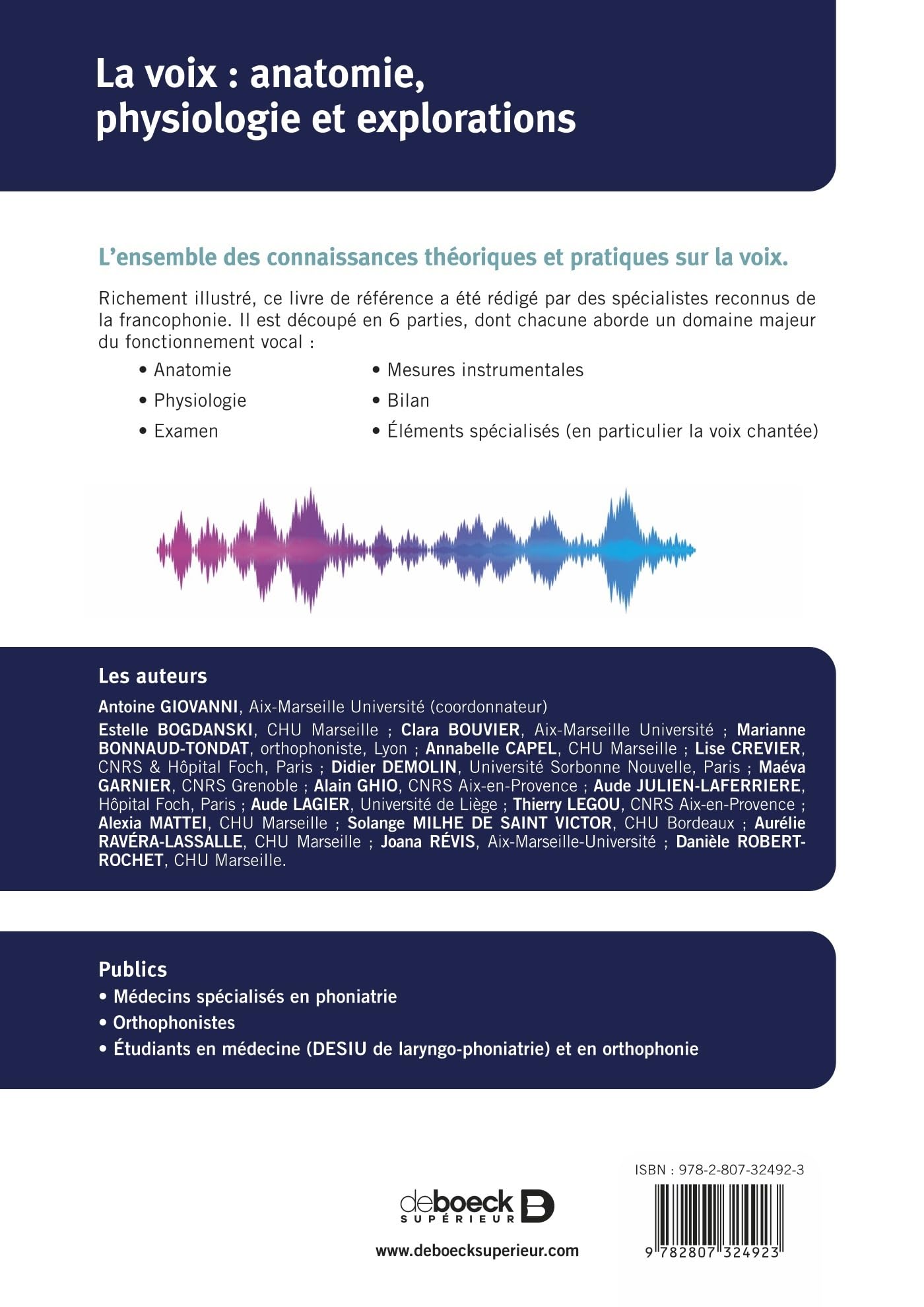La voix : anatomie, physiologie et explorations