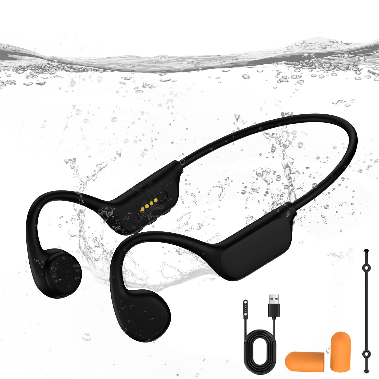 Bone Conduction Swimming Headphones, IPX8 Waterproof MP3 Player with Open-Ear Design, Bluetooth 5.4 Wireless Sports Earbuds for Swimming, Running, Cycling(Black)-image-26