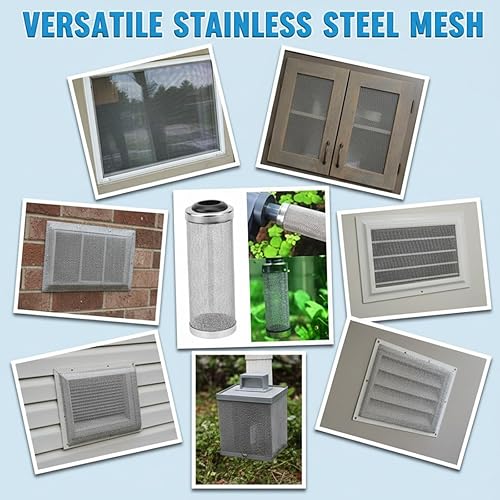 Miniatura 5 de Paquete de 2 pantallas de malla de alambre de acero inoxidable 304, 20 mallas de malla de metal de 11.8 x 11.8 pulgadas, malla de alambre tejida con