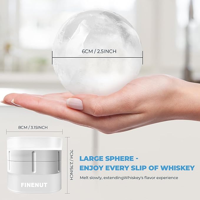 Silicone Ice Ball Mold with Lid, 4 Pack – 2.5 Inch Large Sphere Round Ice Maker, Easy Release BPA-Free Silicone Trays for Whiskey & Cocktails, Home Bars & Freezer