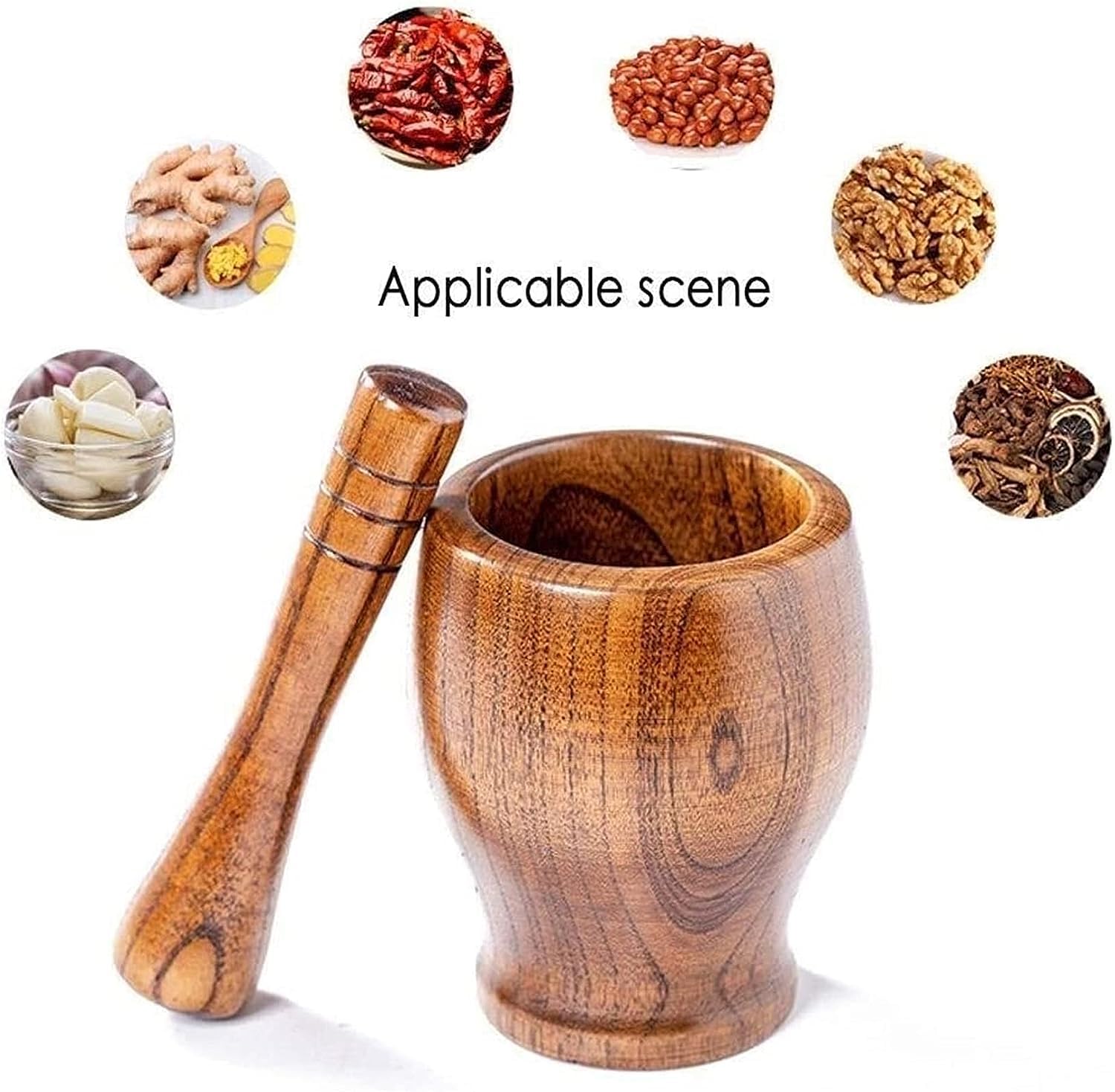 Mortier Et Pilon Bambou Hibucuo - 11 Cm - Naturel - Pour Épices, Herbes - Cuisine Saine - Fait Main
