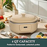 Vista 8 de MAGNIFIQUE 4 Quart Programmable Casserole Slow Cooker, 8-in-1 Multi Cooker with Removable Non-Toxic Stoneware Crock, Claypot Slow Cooker